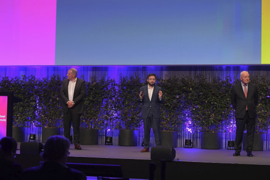 Piet de Conick (left), Inaki Millard (centre) and John Herbert (right) on stage at this year's DIY Summit in Copenhagen.